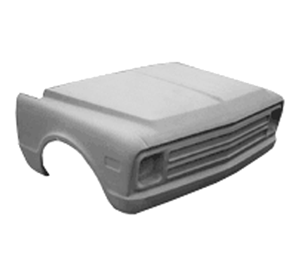 67-68-Front-End-w_Grill-1-6 1967-1968 Chevy Chevrolet/GMC Truck C10 Fiberglass One Piece Pre Split Tilt Front End w/ Grill Roll Pan (Heavy Duty) - Image 1